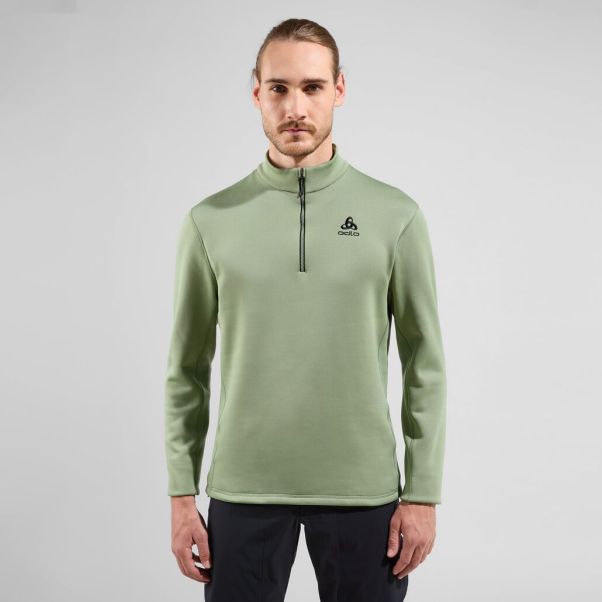 Odlo Time-Limited Discount Mid Layers & Longsleeves The Berra Half-Zip Mid Layer Men Matte Green