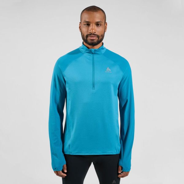 Cutting-Edge Odlo Saxony Blue Men The Zeroweight Mid Layer Running Half-Zip Mid Layers & Longsleeves