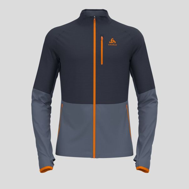 Odlo India Ink - Folkstone Gray The Descent Ceramiwarm Zippered Mid Layer Men Mid Layers & Longsleeves Safe