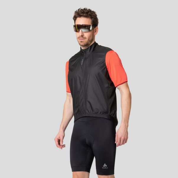Men Fashion The Essentials Windproof Cycling Vest Black Odlo Jackets & Vests