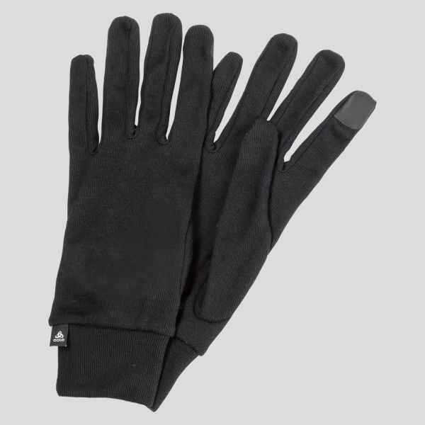 Men Black Odlo Lavish The Active Warm E-Tip Gloves Headwear & Gloves